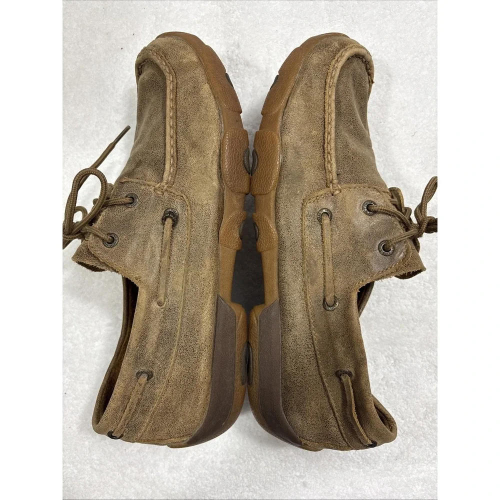 Twisted X Bomber Brown Leather Driving Mocs Boat Shoes Men's 10.5W Wide